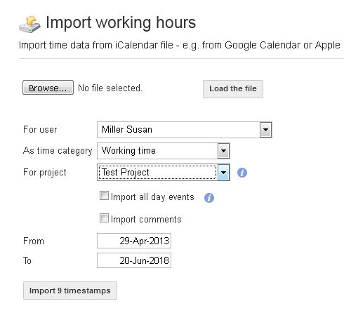 Import Icalendar file