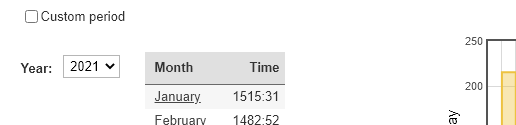 Select year for time tracking statistics