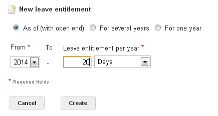 Create new leave entitlement